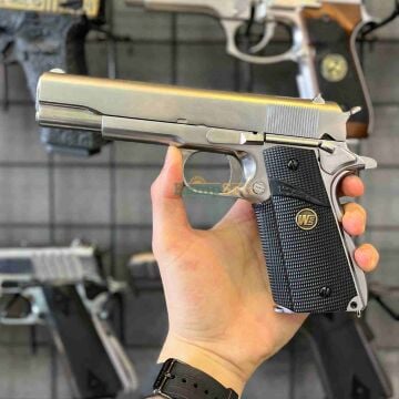 WE Colt 1911 A1 Gümüş Pro Grips Full Metal Airsoft Tabanca