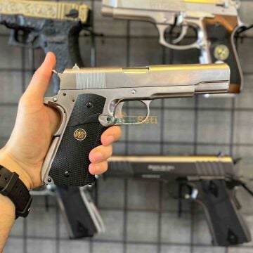WE Colt 1911 A1 Gümüş Pro Grips Full Metal Airsoft Tabanca