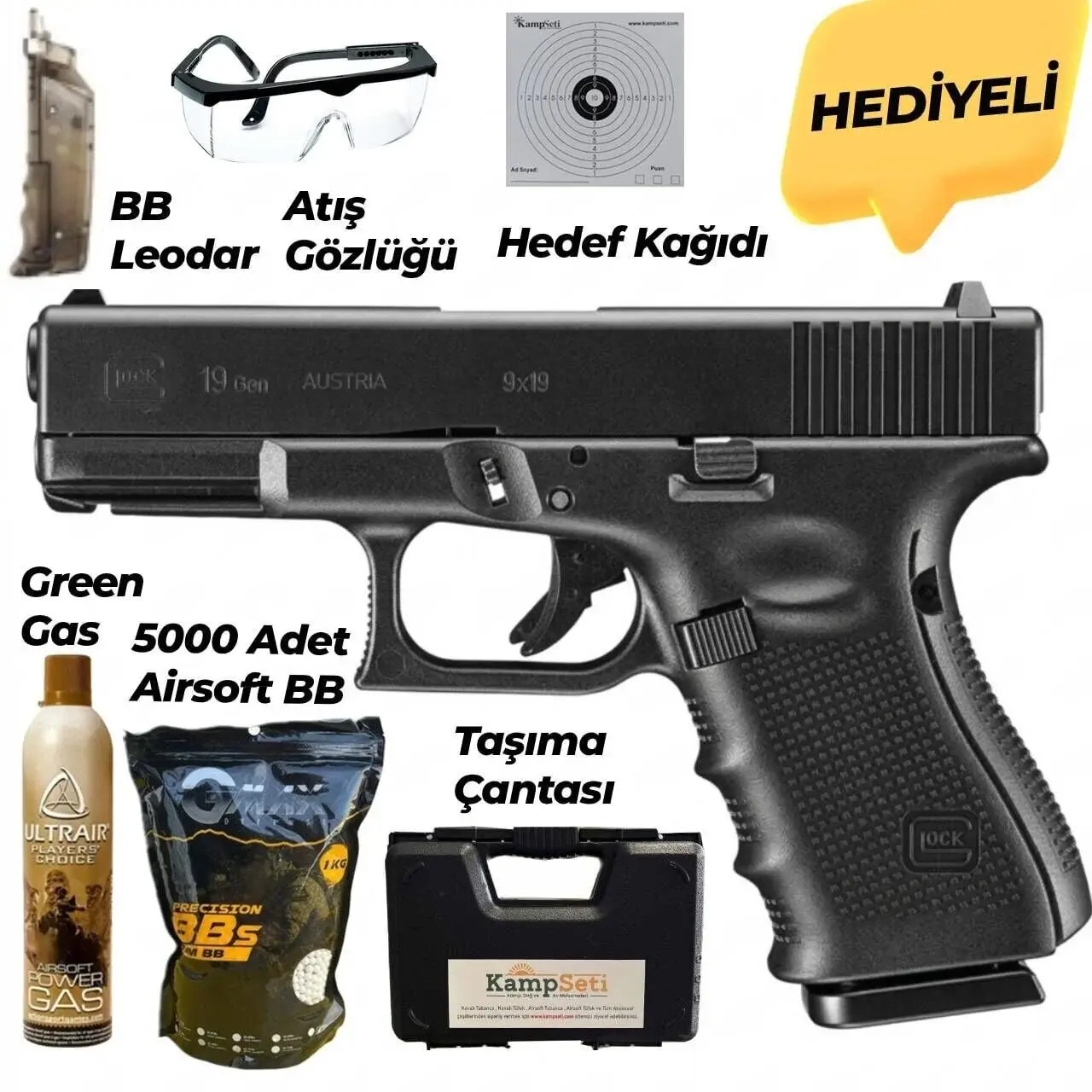 WE Glock 19 GEN4 GreenGaslı Blowbackli Airsoft Tabanca 6mm