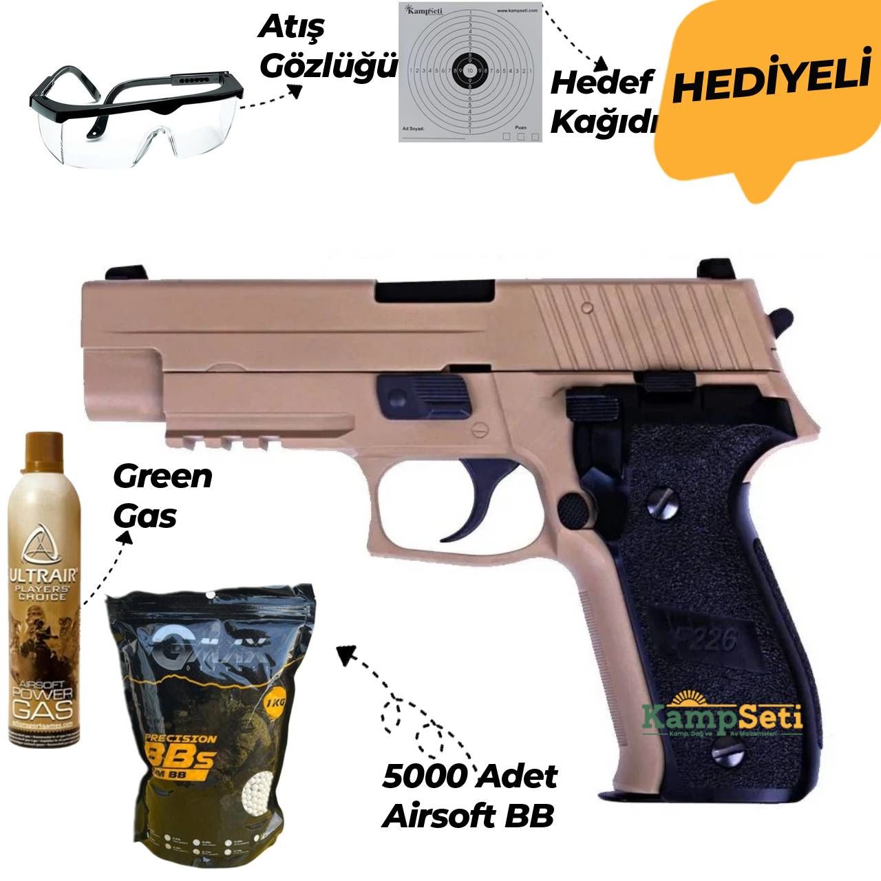 WE MK25 F226 Blowback Airsoft Tabanca Tan 6mm