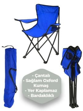 2 Adet KampSeti Çantalı Katlanır Kamp Sandalyesi Rejisör Mavi