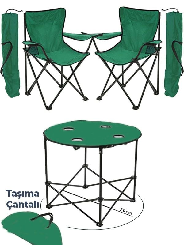 Katlanır Kamp Sandalyesi ve Masa Seti Çantalı Rejisör