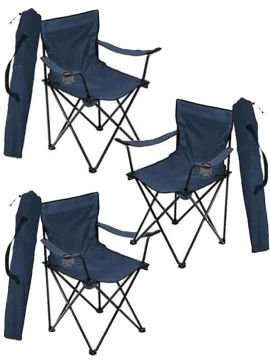 3 Adet KampSeti Çantalı Katlanır Kamp Sandalyesi Rejisör Lacivert