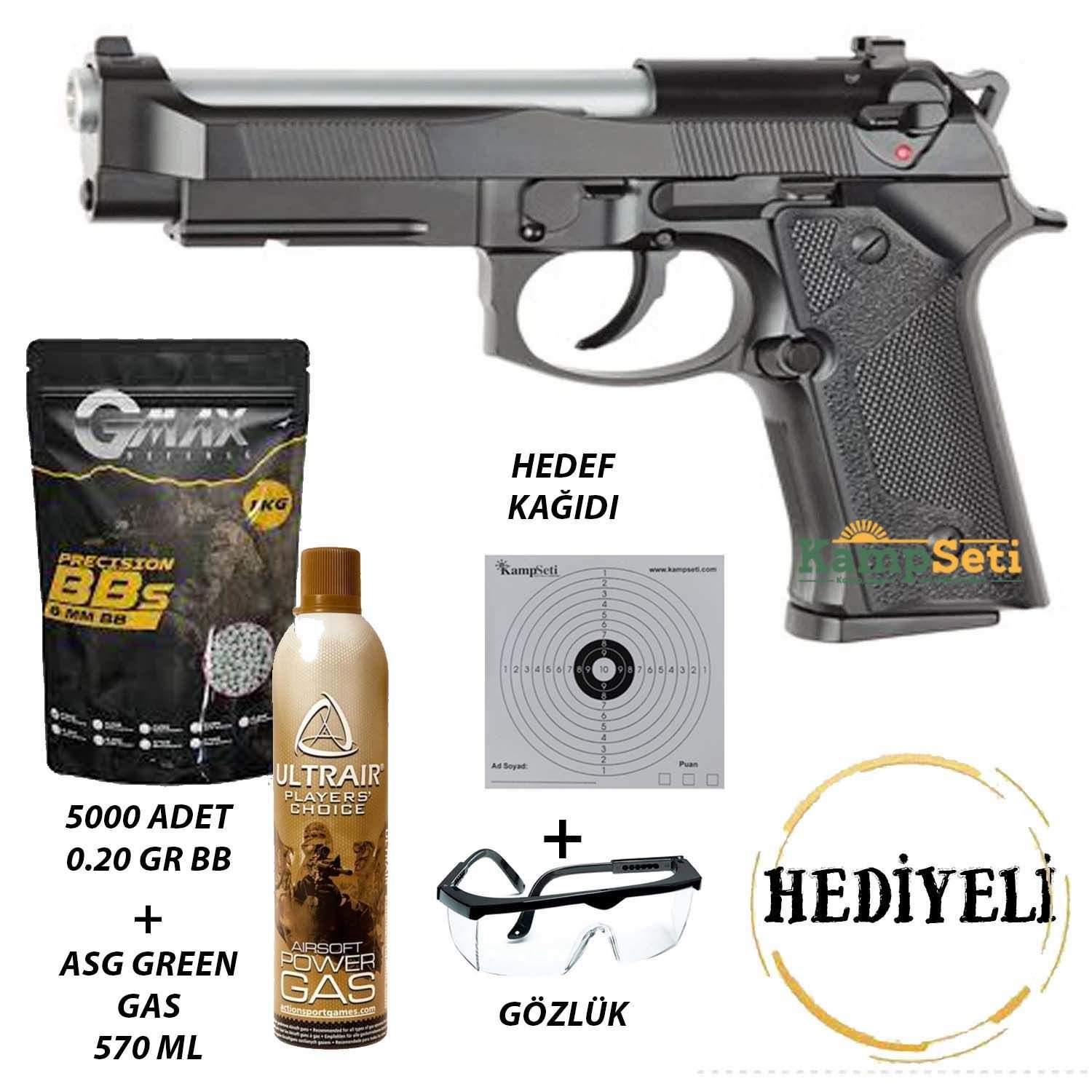 ASG M9 IA F92 Full Metal Blowback Airsoft Tabanca Green Gas