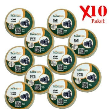 10 Paket KampSeti Havalı Tüfek Saçması 5.5mm (1000 Adet)