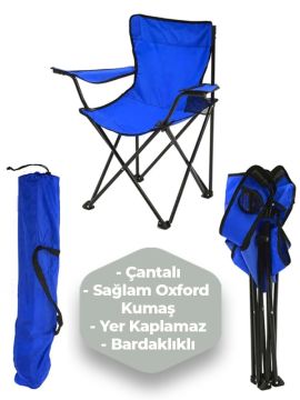 4 Adet KampSeti Çantalı Katlanır Kamp Sandalyesi Rejisör Mavi