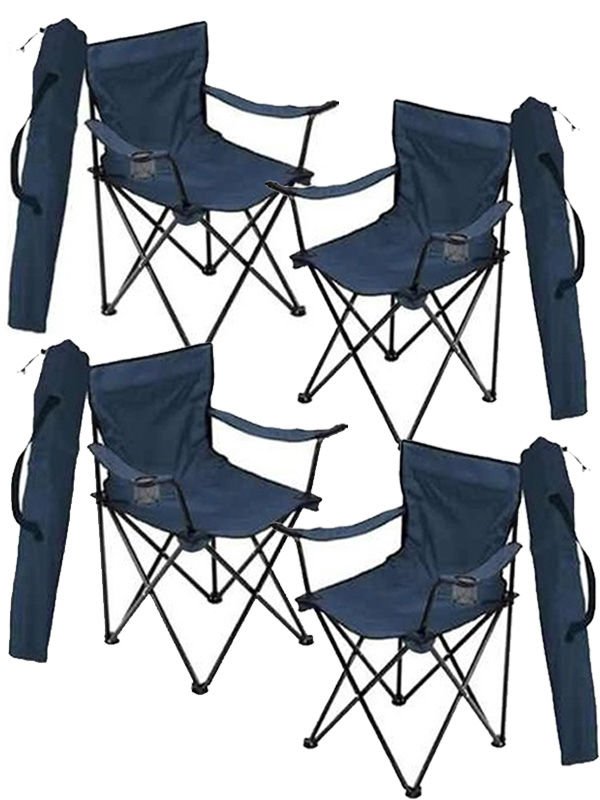 4 Adet KampSeti Çantalı Katlanır Kamp Sandalyesi Rejisör Lacivert