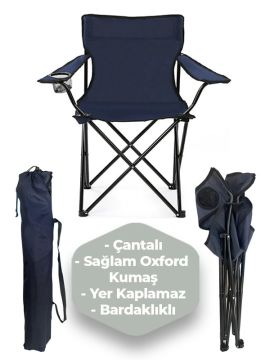 4 Adet KampSeti Çantalı Katlanır Kamp Sandalyesi Rejisör Lacivert