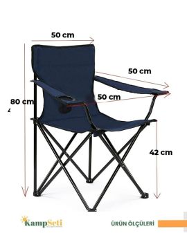 4 Adet KampSeti Çantalı Katlanır Kamp Sandalyesi Rejisör Lacivert