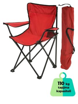 4 Adet KampSeti Çantalı Katlanır Kamp Sandalyesi Rejisör Kırmızı