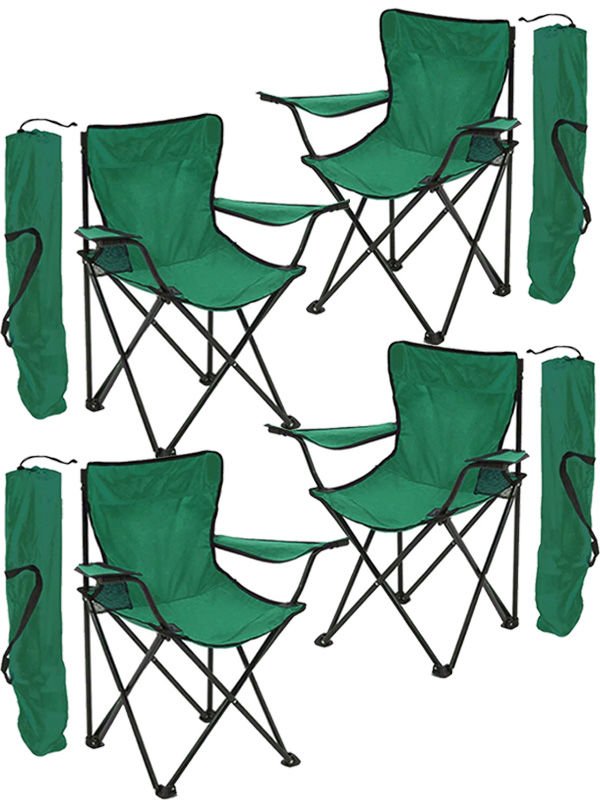 4 Adet KampSeti Çantalı Katlanır Kamp Sandalyesi Rejisör Yeşil