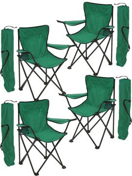 4 Adet KampSeti Çantalı Katlanır Kamp Sandalyesi Rejisör Yeşil