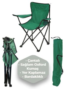 4 Adet KampSeti Çantalı Katlanır Kamp Sandalyesi Rejisör Yeşil