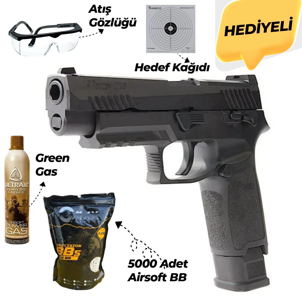 Sig Sauer Proforce P320 M17 Blowback-GreenGas Airsoft Tabanca Siyah