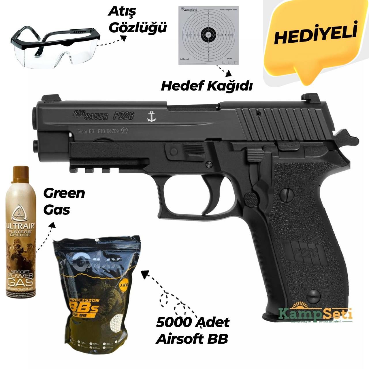 Sig Sauer P226 MK25 Blowback-GreenGas Full Metal Airsoft Tabanca Siyah