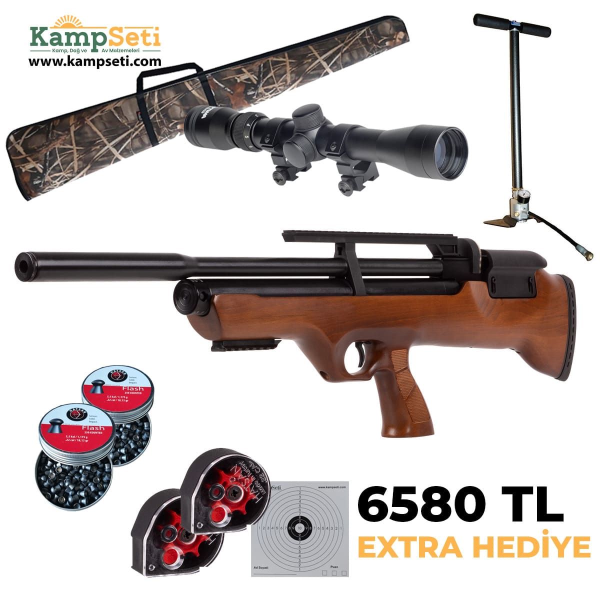 Full Set Hatsan FlashPup Ağaç QE PCP Havalı Tüfek