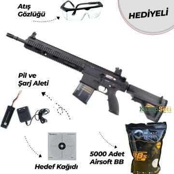 Golden Eagle HK417 Full Metal 70BB Midcap Şarjörlü Mosfet Airsoft Tüfek