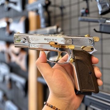 EKOL ES 66 Havalı Tabanca İşlemeli Parlak Beyaz - 4.5 mm