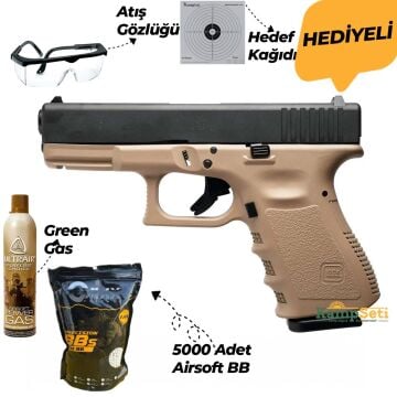 WE Glock 19 GEN4 GreenGas-Blowback Airsoft Tabanca 6mm Tan/Siyah