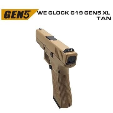 WE Glock 19X Gen5 XL GreenGas-Blowback Airsoft Tabanca TAN