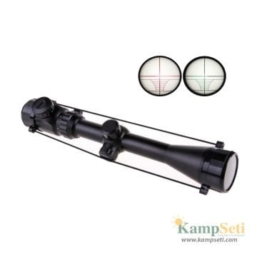 Nikula 3-9x40 Zoomlu Çıft Işıklı Tüfek Dürbünü Silah Montaj Kelepçeli