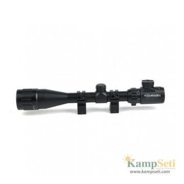 4-12X40 AOEG Tüfek Dürbünü Mil Dot Kırmızı - Yeşil Lens Koruyucu
