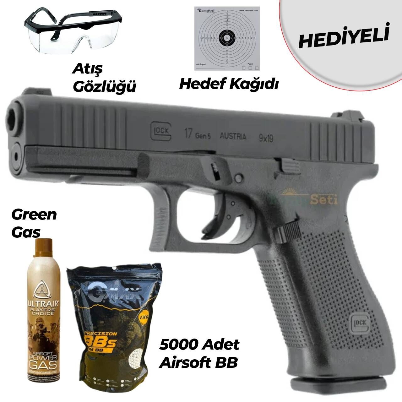 UMAREX Glock 17 Gen5 GreenGas-Blowback Airsoft Tabanca - Kamp Seti